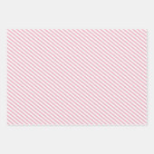 Feuille De Papier Cadeau Motif en diagonale rose et blanc crémeux (Devant 3)