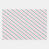 Feuille De Papier Cadeau Motif en diagonale rose et vert crémeux (Devant)