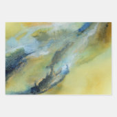 Feuille De Papier Cadeau Motif en marbre Abstrait bleu jaune (Devant 3)