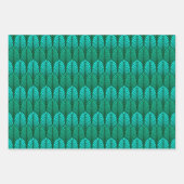 Feuille De Papier Cadeau Motif en plumes Art Déco, Fuchsia, Aqua & Brown (Devant 2)