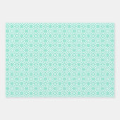 Feuille De Papier Cadeau Motif en treillis floral blanc et menthe (Devant 3)