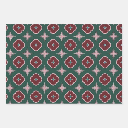 Feuille De Papier Cadeau Motif en tuiles de luxe, lignes gracieuses, chemin (Devant)