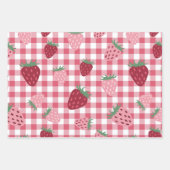 Feuille De Papier Cadeau Motif En vichy fraise (Devant 2)