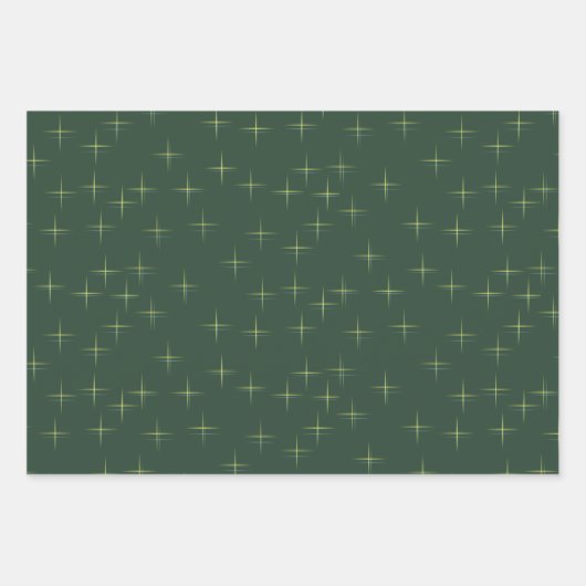 Feuille De Papier Cadeau Motif étincelant noir pin vert (Devant 2)