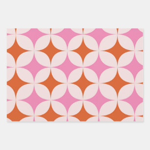 Feuille De Papier Cadeau Motif étoiles éclatées rétro milieu du siècle Oran