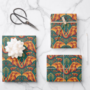 Feuille De Papier Cadeau Motif Exotique Tapisserie Safari - Le Lotus Blanc