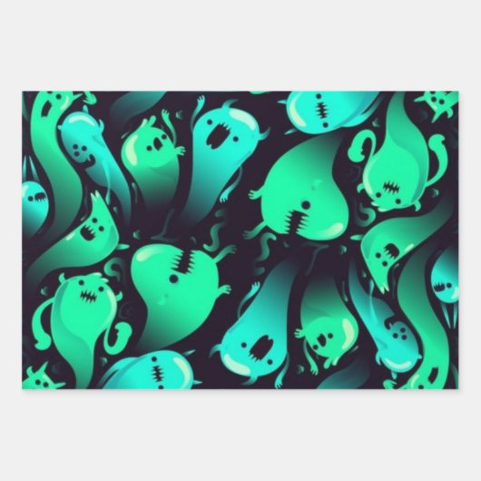 Feuille De Papier Cadeau Motif fantôme (Devant)