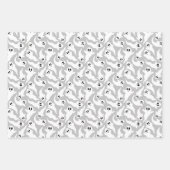 Feuille De Papier Cadeau Motif Fantôme d'Halloween mignon gris noir violet (Devant 3)