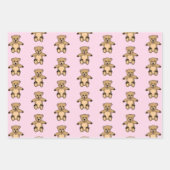 Feuille De Papier Cadeau Motif fille ours rose Teddy mignonne (Devant 3)