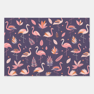 Feuille De Papier Cadeau Motif Flamant rose Paradise