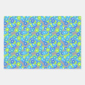 Feuille De Papier Cadeau Motif Fleur Art Déco Stylisé, Multicouleurs Wr (Devant)