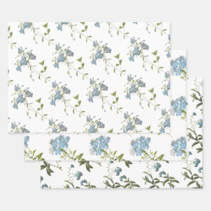 Feuille De Papier Cadeau Motif Fleur Bleue