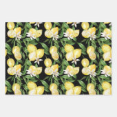 Feuille De Papier Cadeau Motif fleur de citron d'été sur noir (Devant 3)