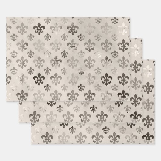 Feuille De Papier Cadeau Motif Fleur De Lis Découpage déprimé (Lot)