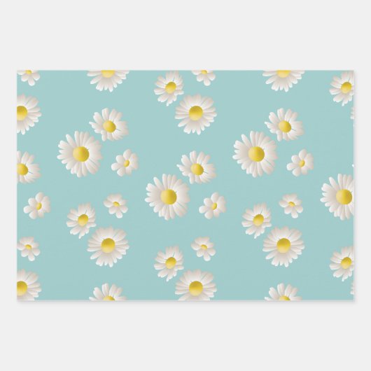 Feuille De Papier Cadeau Motif Fleur marguerite (Devant)