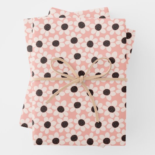 Feuille De Papier Cadeau Motif Fleur Rose Cute (En situation)