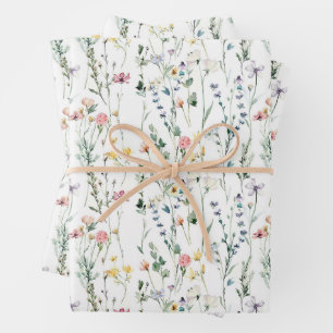 Feuille De Papier Cadeau Motif fleur sauvage