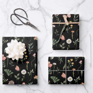 Feuille De Papier Cadeau Motif Fleur sauvage aquarelle