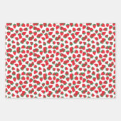 Feuille De Papier Cadeau Motif Fleurs Blanches et Fraises Rouges Sucrées (Devant 2)