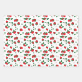 Feuille De Papier Cadeau Motif Fleurs Blanches & Fraises Rouges Sucrées (Devant)