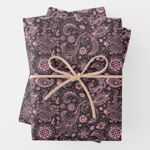 Feuille De Papier Cadeau Motif floral à motifs cachemire de style bohème en