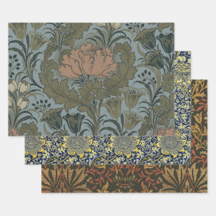 Feuille De Papier Cadeau Motif floral antique victorien terre cuite sauge
