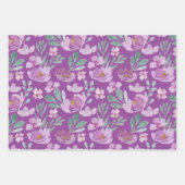 Feuille De Papier Cadeau Motif floral aquarelle rose rustique et magenta (Devant 3)