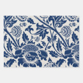 Feuille De Papier Cadeau Motif floral bleu complexe sur fond clair (Devant)