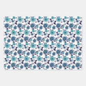 Feuille De Papier Cadeau Motif Floral Bleu Et Turquoise (Devant 2)