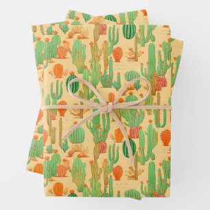 Feuille De Papier Cadeau Motif floral de cactus du désert occidental en fle