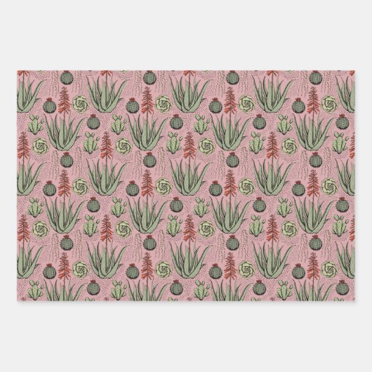 Feuille De Papier Cadeau Motif floral élégant rose et vert (Devant 3)