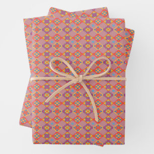 Feuille De Papier Cadeau Motif floral géométrique amérindien de luxe