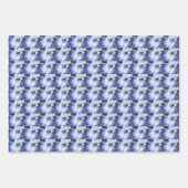 Feuille De Papier Cadeau Motif floral Iris à fond bleu et blanc (Devant 2)