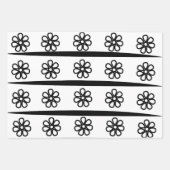 Feuille De Papier Cadeau Motif floral noir et blanc (Devant 3)