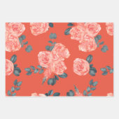Feuille De Papier Cadeau Motif floral rose (Devant 3)