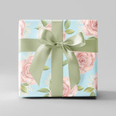 Feuille De Papier Cadeau Motif Floral rose Chic Élégant