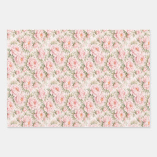 Feuille De Papier Cadeau Motif floral sans couture de pivoine à l'aquarelle