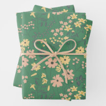 Motif floral vert bohème moderne