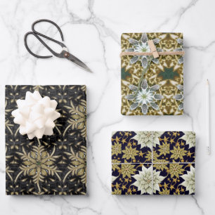 Feuille De Papier Cadeau Motif Fractal de Holiday Poinsettia