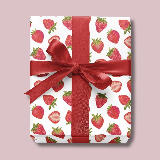 Feuille De Papier Cadeau Motif fraise