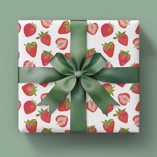 Feuille De Papier Cadeau Motif fraise