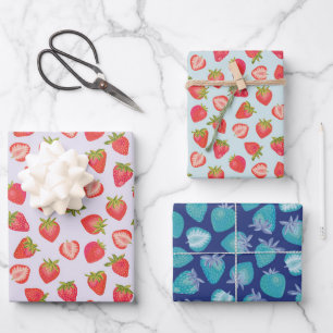Feuille De Papier Cadeau Motif Fraise d'été