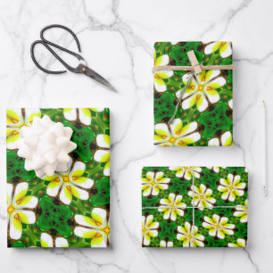 Feuille De Papier Cadeau Motif frangipanier jaune