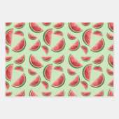 Feuille De Papier Cadeau Motif Fruit De Pastèque Sur Vert (Devant 2)