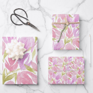 Feuille De Papier Cadeau Motif Fuchsia rose violet d'aquarelle