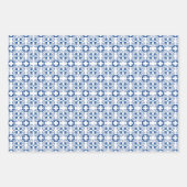 Feuille De Papier Cadeau Motif géométrique bleu et blanc (Devant 3)