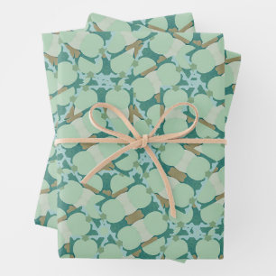 Feuille De Papier Cadeau Motif géométrique complexe vert mélangé couleurs