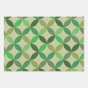 Feuille De Papier Cadeau Motif géométrique de cercles verts de style modern