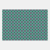 Feuille De Papier Cadeau Motif Géométrique En Rose Et Vert (Devant 3)