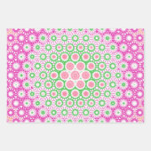 Feuille De Papier Cadeau Motif Géométrique En Rose Et Vert (Devant)